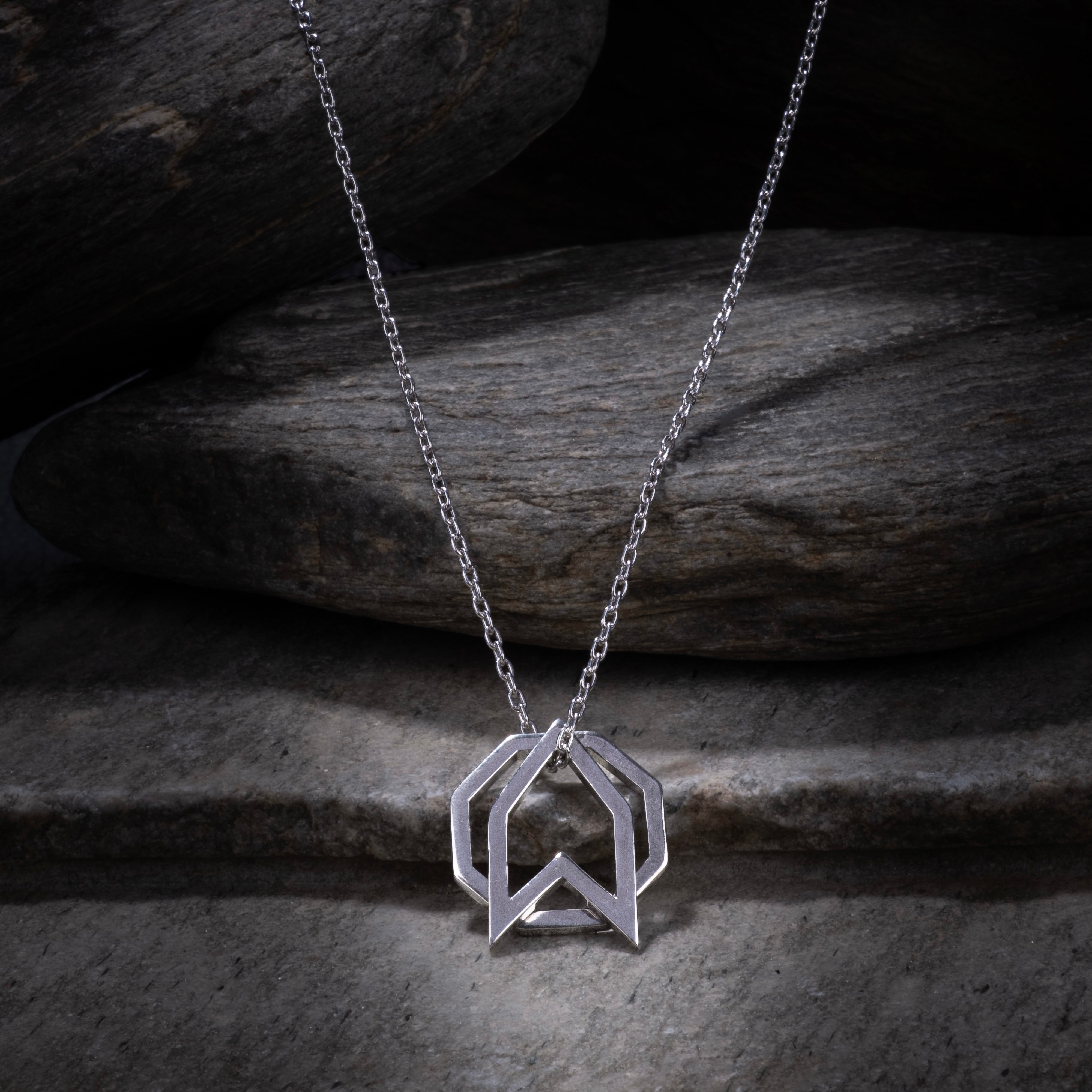 Octagonal Logo Necklace in Silver