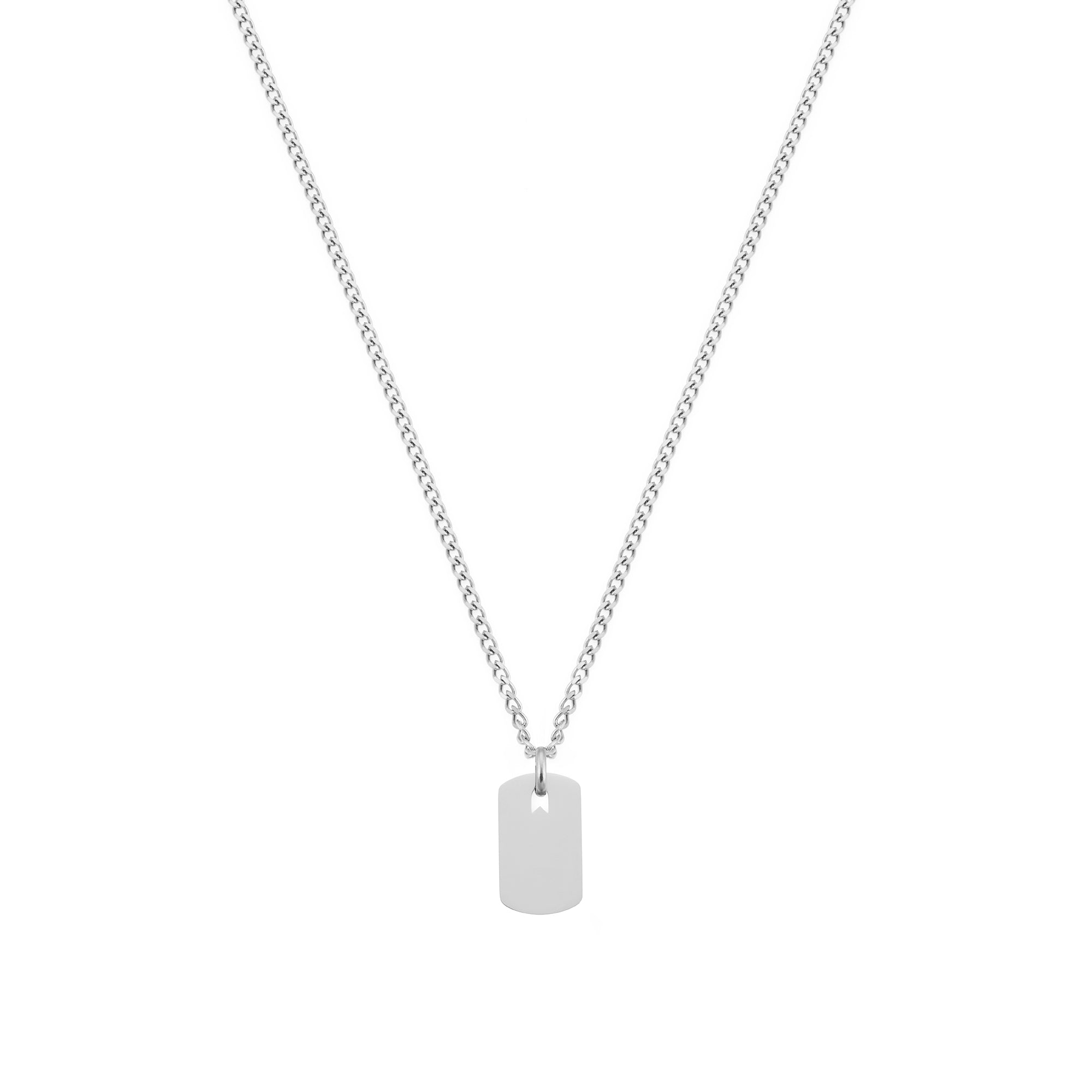 Small Plate Necklace in Silver