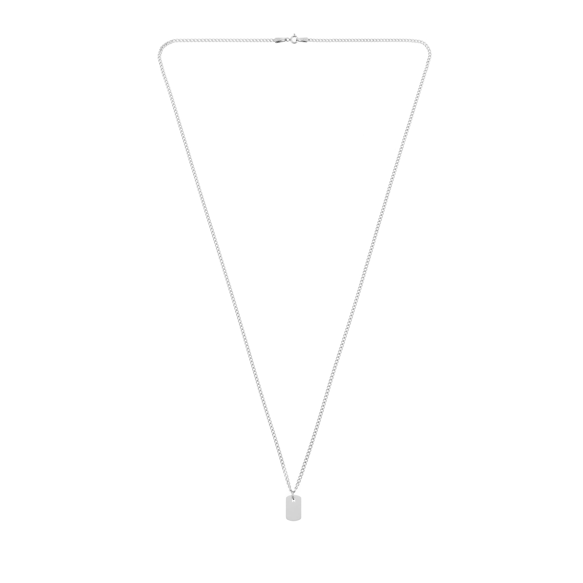 Small Plate Necklace in Silver