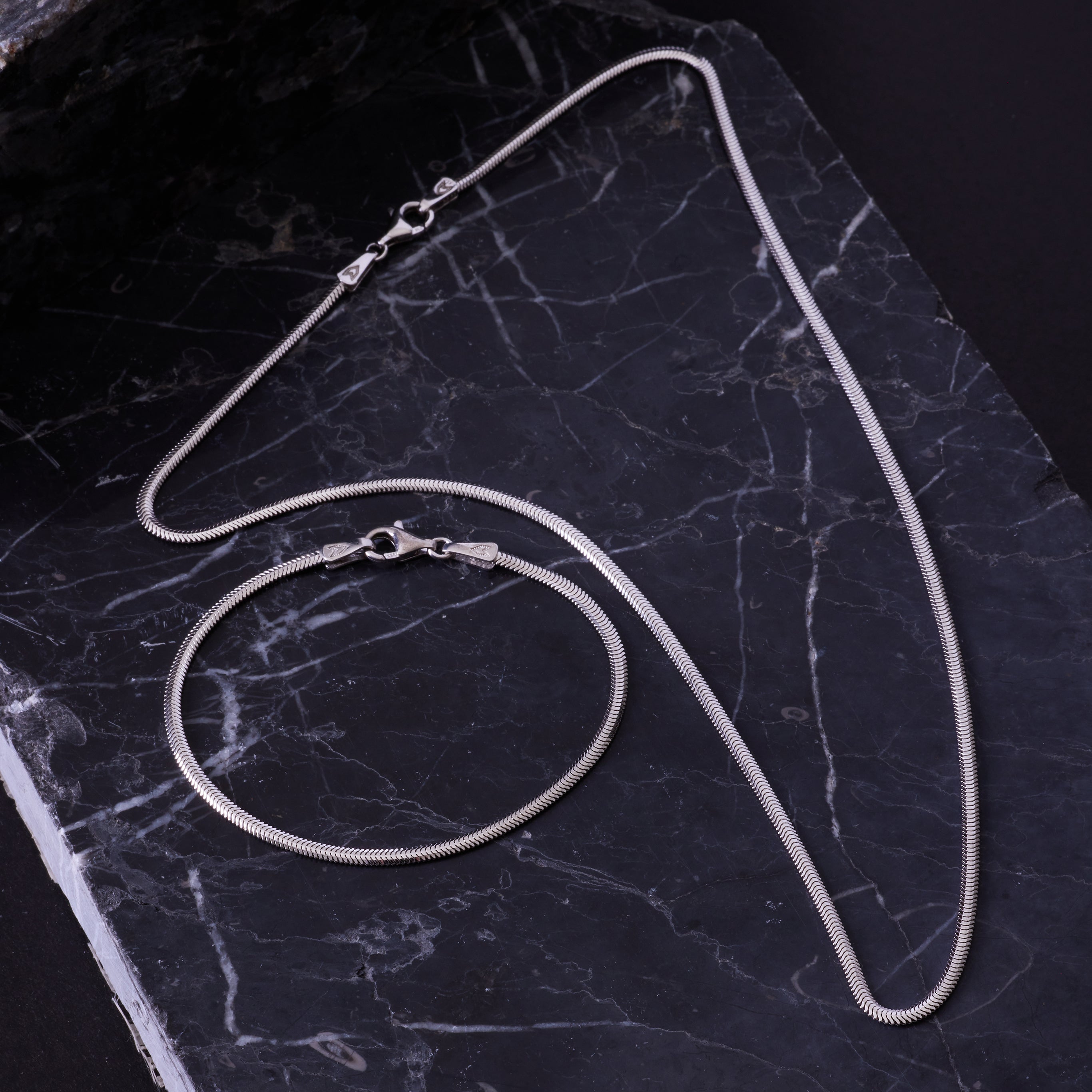 Snake Chain Necklace in Silver
