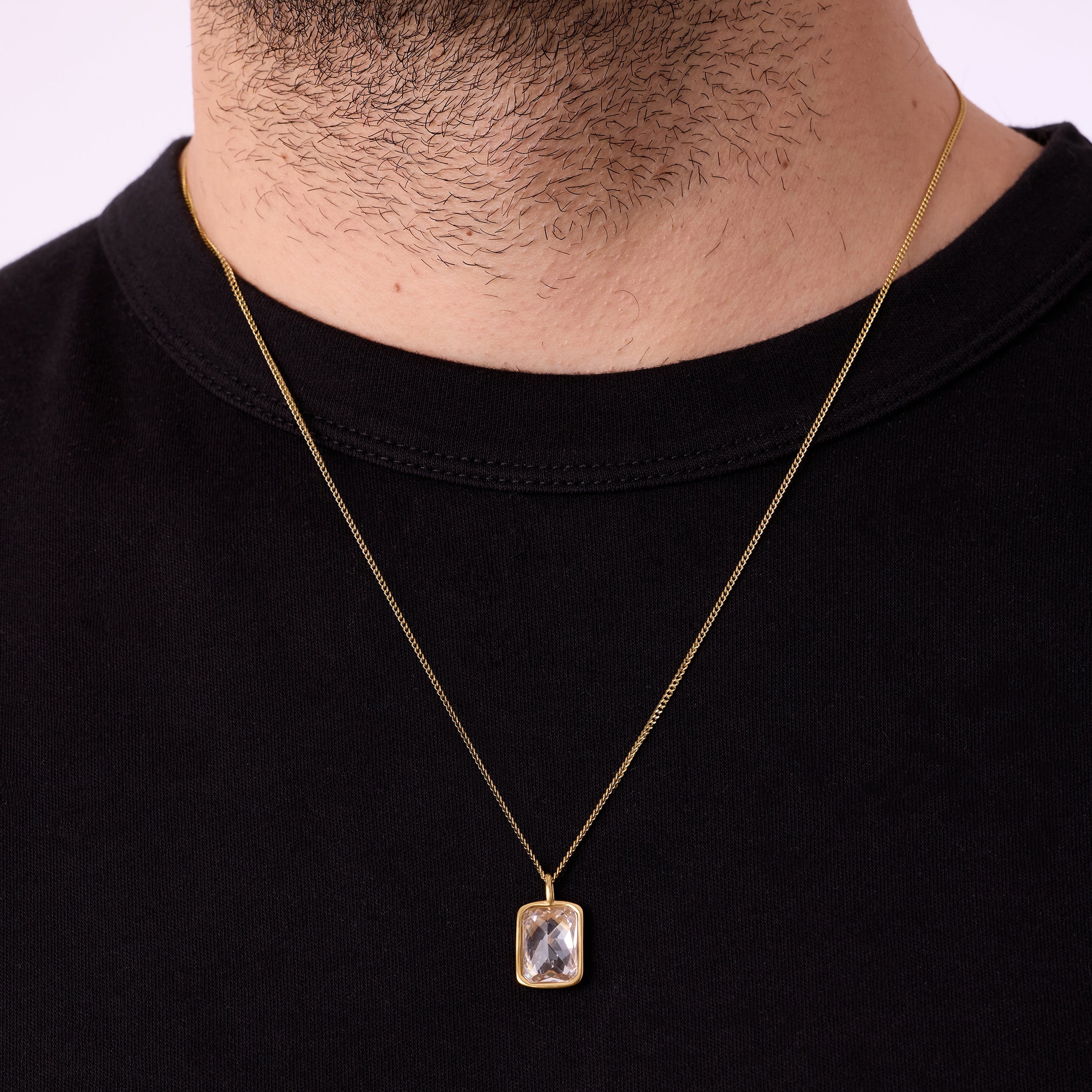 White Stone Necklace in Gold