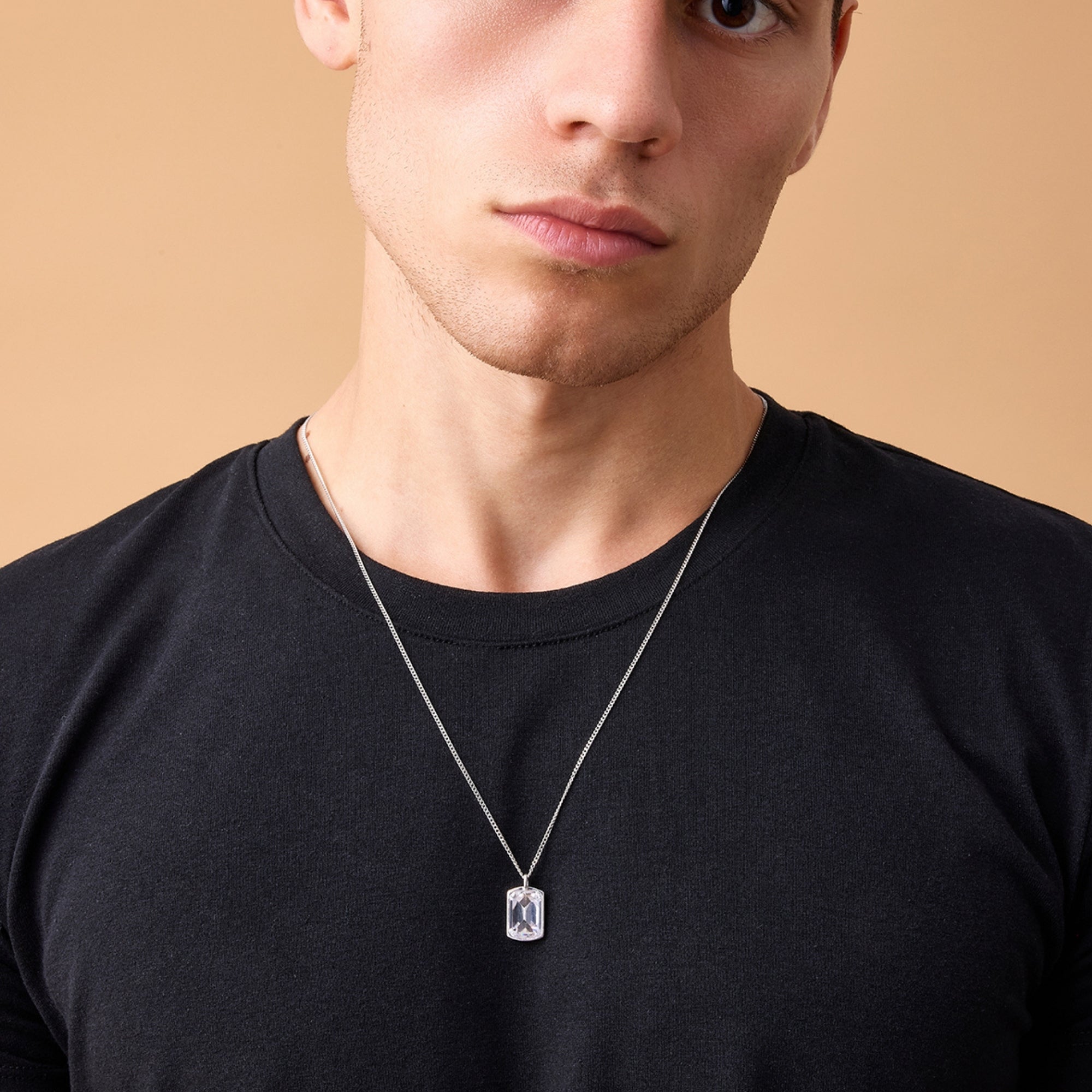 White Stone Necklace in Silver