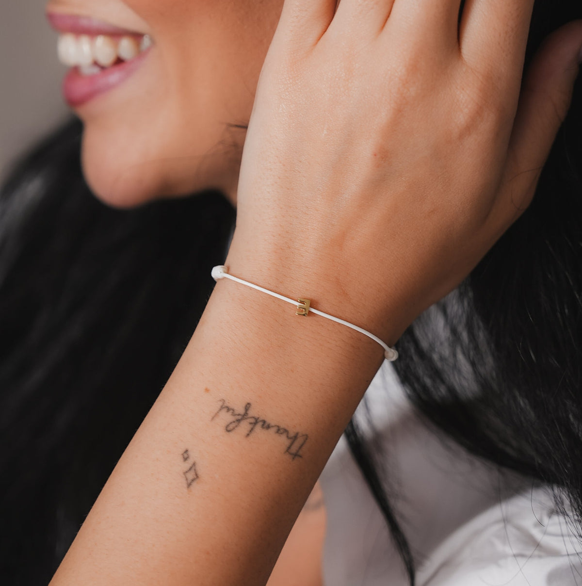 Alphabet White Chance Bracelet in Gold