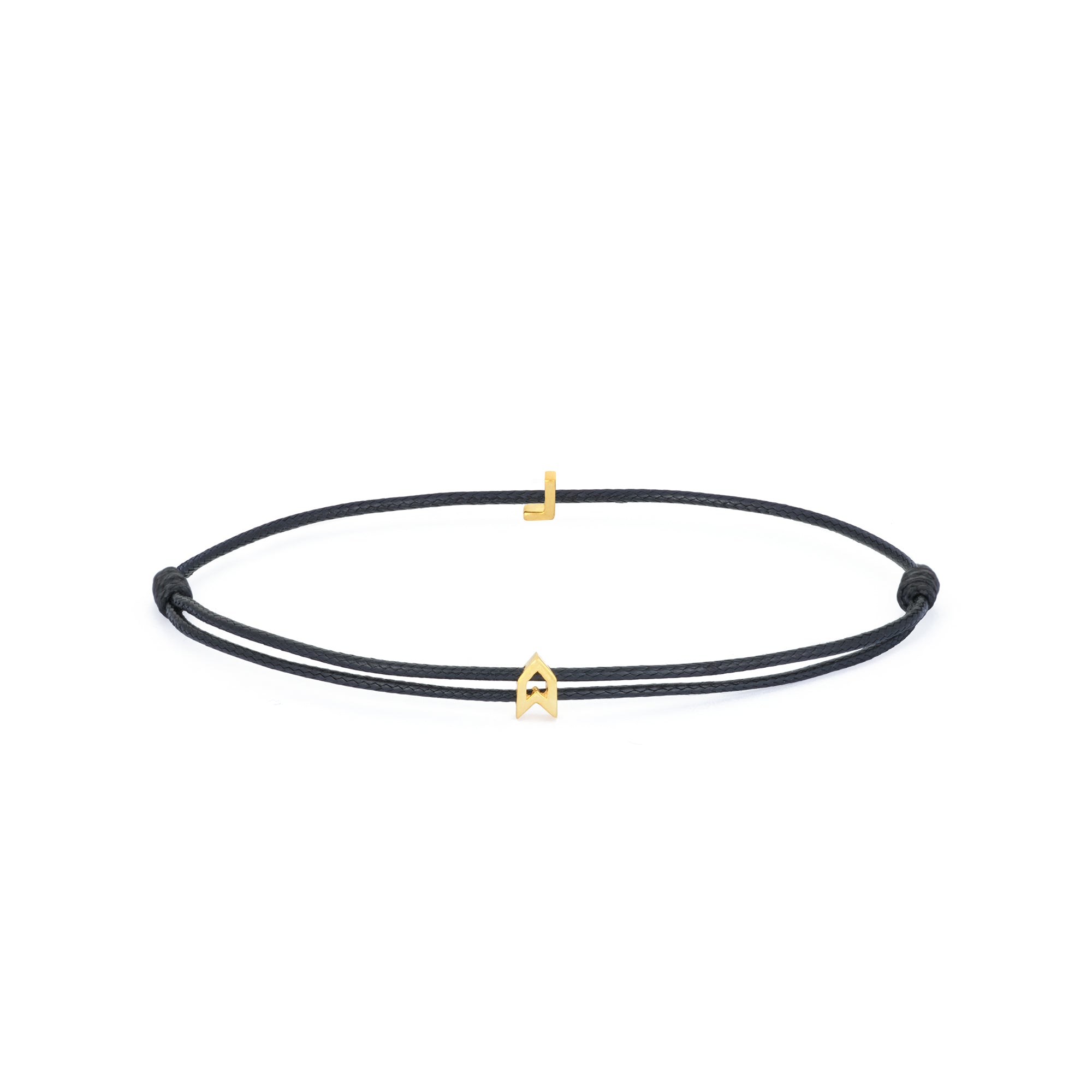 Alphabet Black Chance Bracelet in Gold
