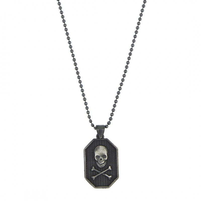 Skull Plate Necklace in Oxide