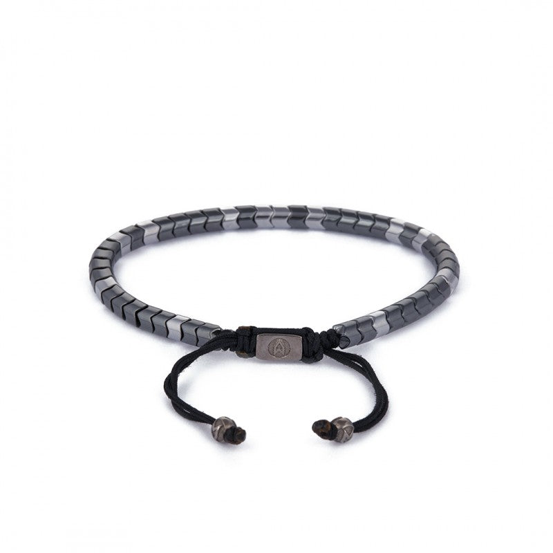 Silver and Gun Metal Rolo Hematite String Bracelet