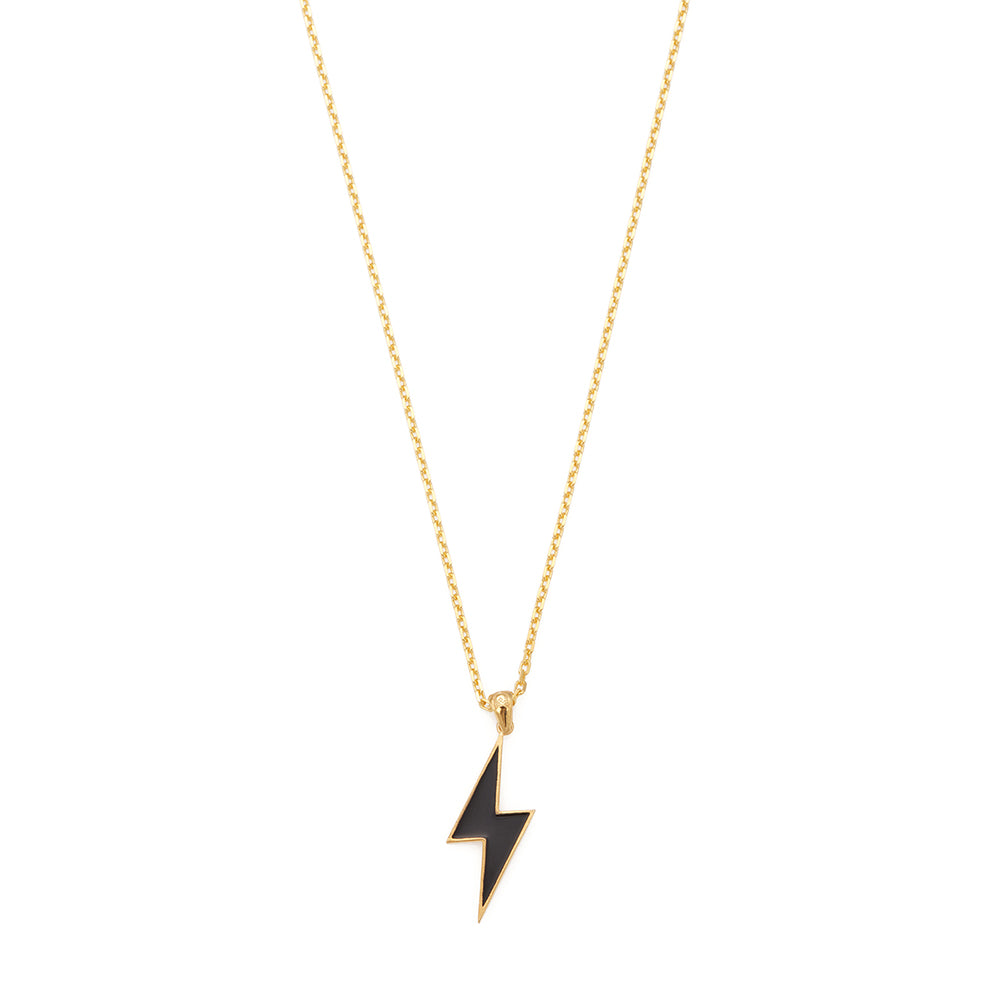 Black Lightning Necklace in Yellow Gold