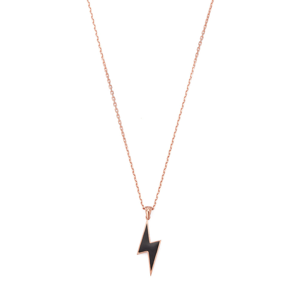Black Lightning Necklace in Rose Gold