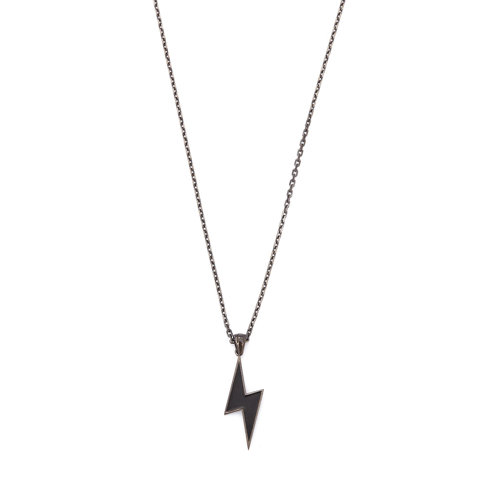 Black Lightning Necklace in Gun Metal