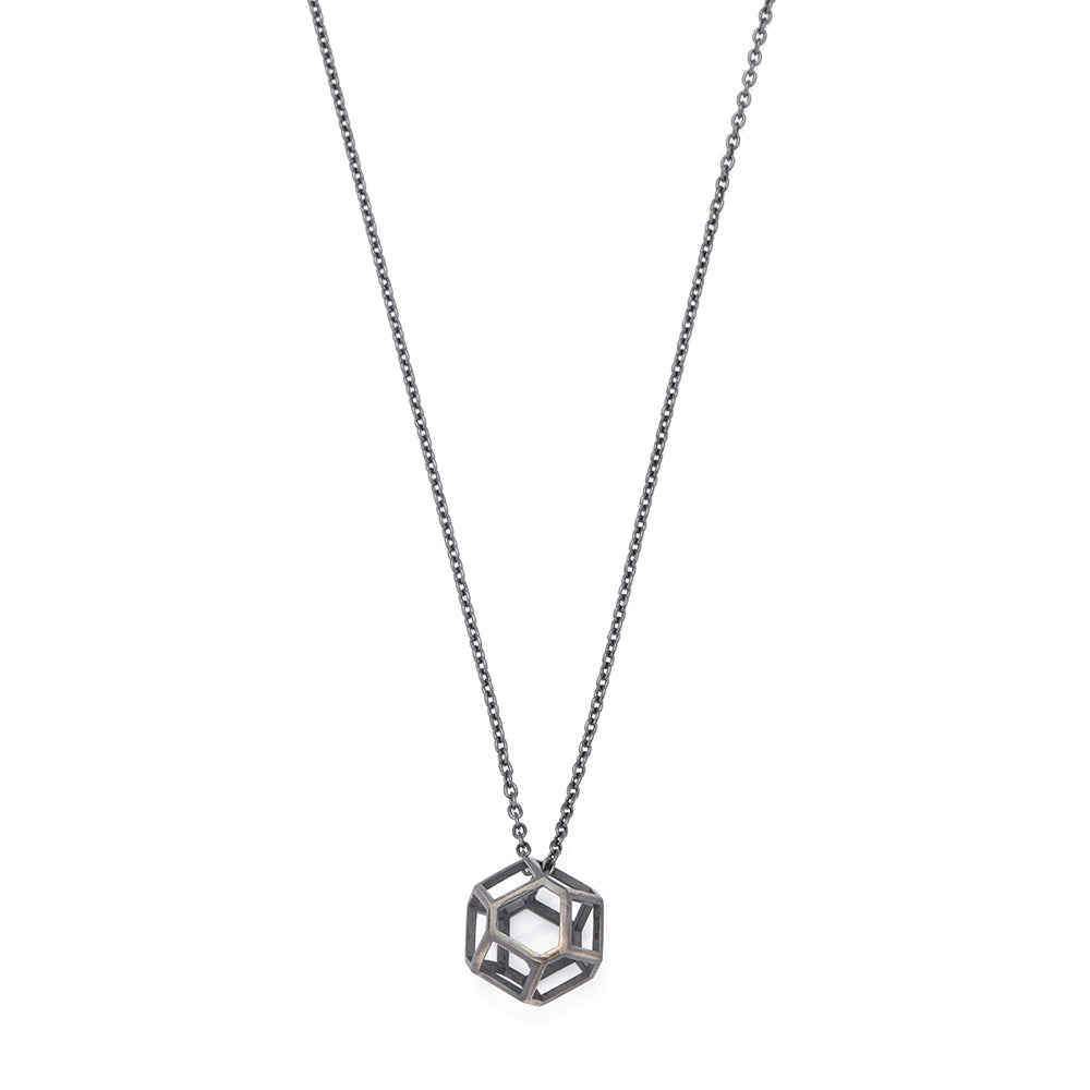 Octagonal Ball Necklace in Oxide