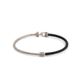 AW Hook Half Leather Bangle in Silver