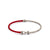 AW Hook Half Red Leather Bangle in Silver