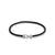 AW Hook Black Leather Bangle in Silver