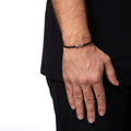 AW Hook Black Leather Bangle in Silver