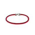 AW Hook Red Leather Bangle in Silver