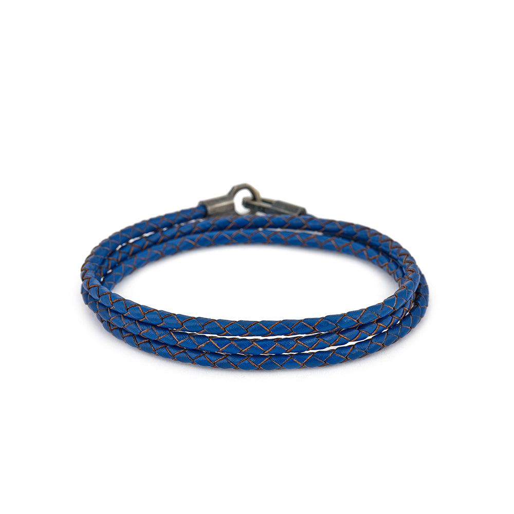 Saks Blue Triple Leather Bracelet in Oxide