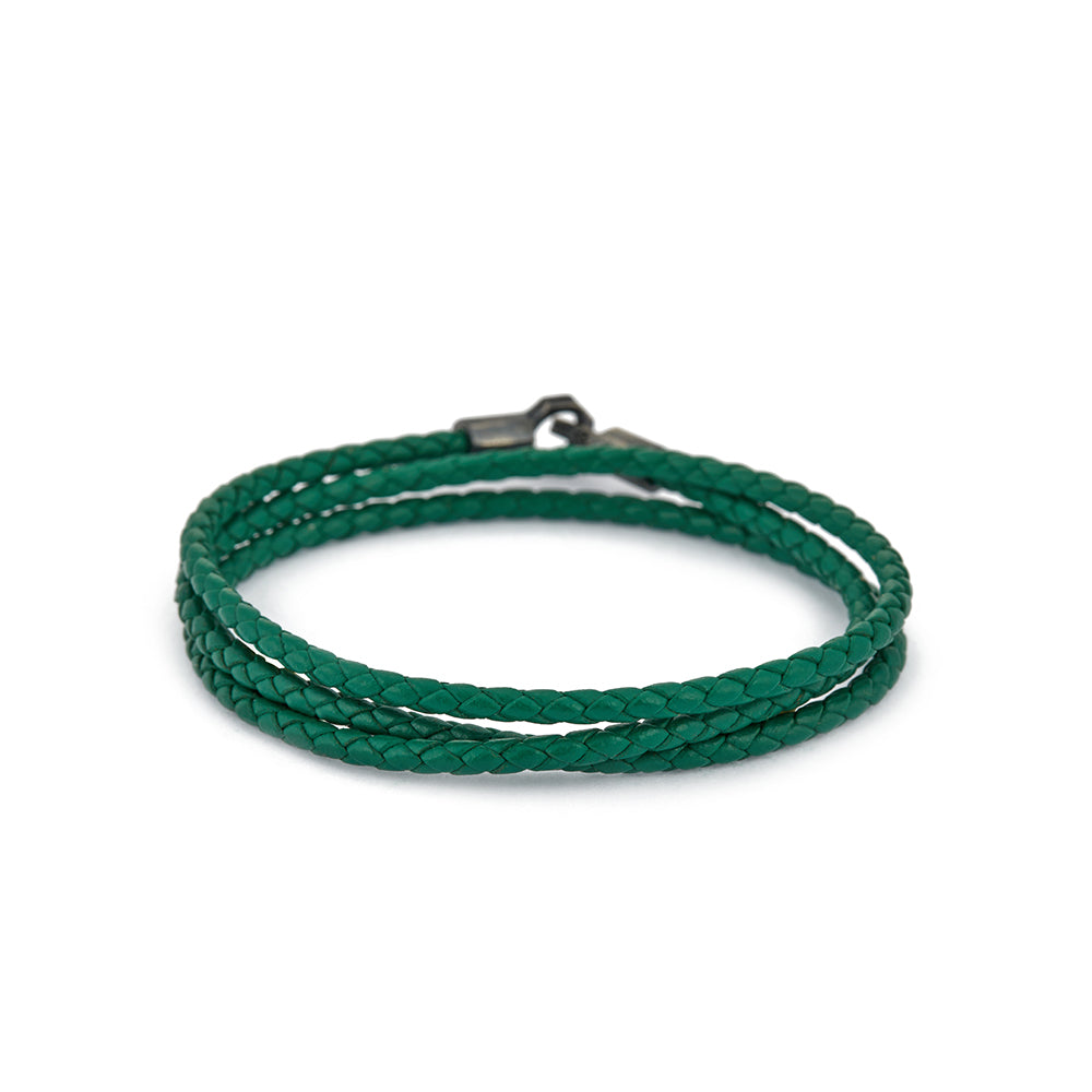 Green Triple Leather Bracelet in Oxide