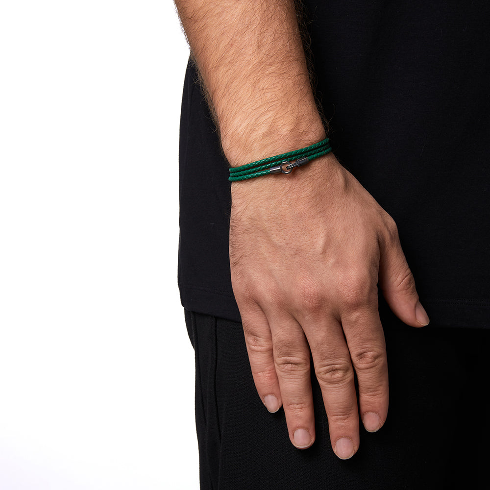 Green Triple Leather Bracelet in Oxide