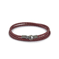 Claret Red Triple Leather Bracelet in Oxide