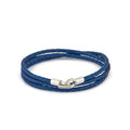 Saks Blue Triple Leather Bracelet in Silver