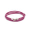 Pink Triple Leather Bracelet in Silver