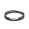 Purple Triple Leather Bracelet in Silver
