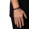 Purple Triple Leather Bracelet in Silver