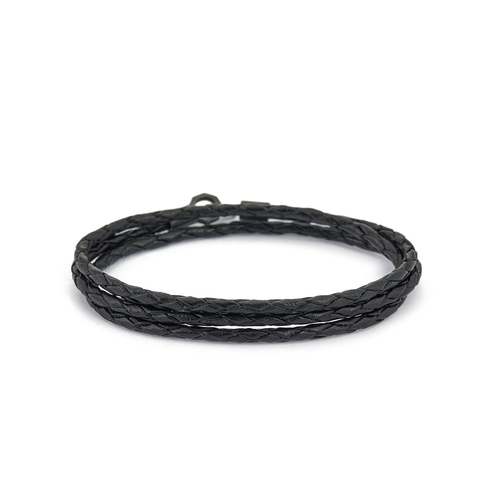 Black Triple Leather Bracelet in Oxide