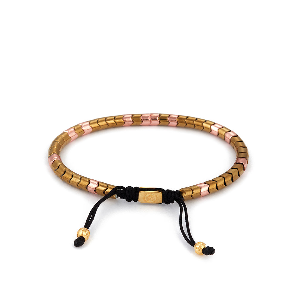 Rose Gold and Yellow Gold Rolo Hematite String Bracelet