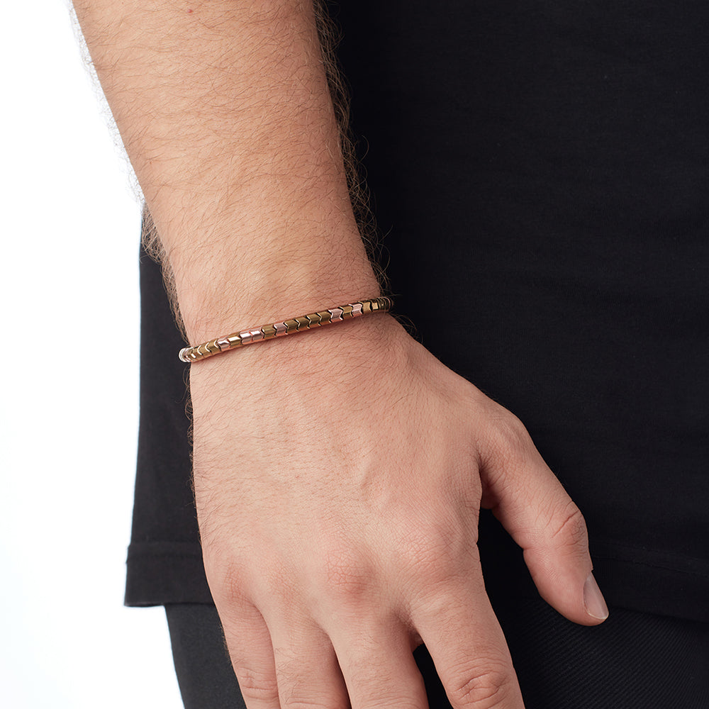 Rose Gold and Yellow Gold Rolo Hematite String Bracelet