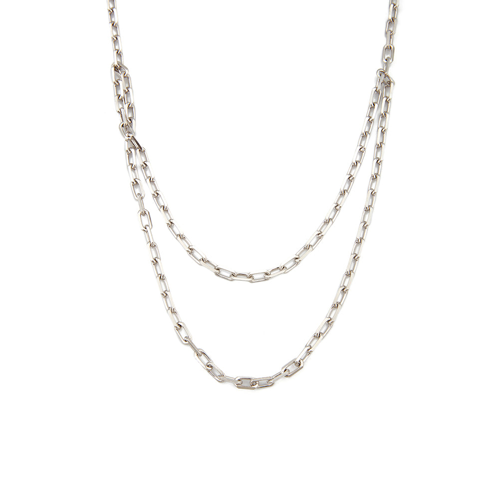 Double Forsa Chain Necklace in Silver