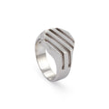 Striped Octagonal Ring in Silver