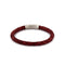 Red Thick Leather Bracelet in Silver
