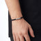 Black Thick Leather Bracelet in Silver