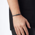 Grey Thick Leather Bracelet in Oxide