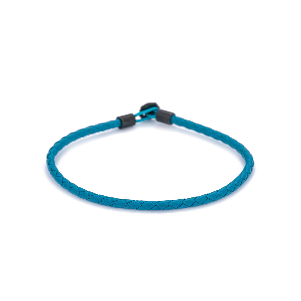 Blue Leather Chance Bracelet in Oxide