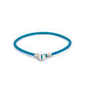 Blue Leather Chance Bracelet in Silver