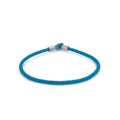 Blue Leather Chance Bracelet in Silver