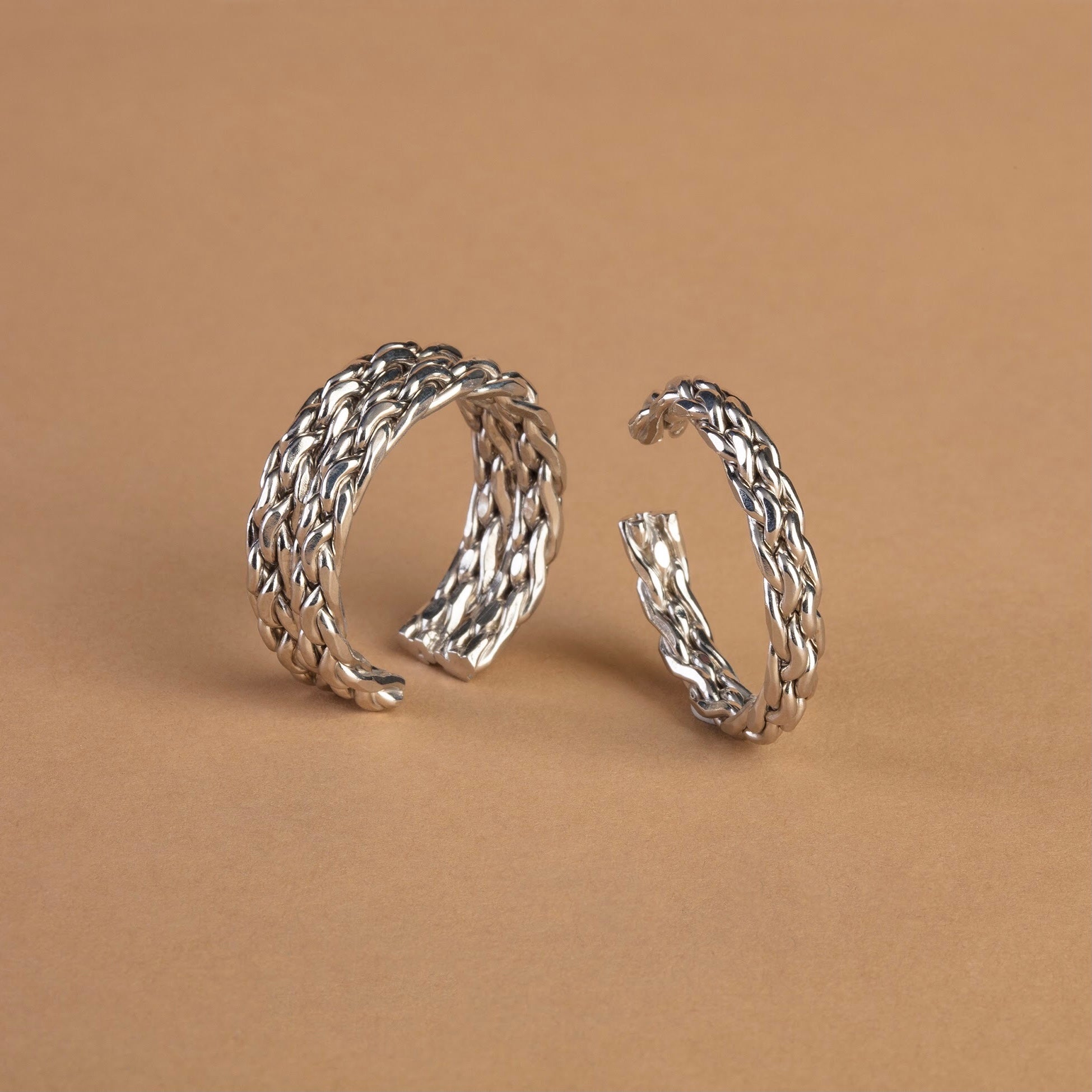 Double Chain Ring in Silver